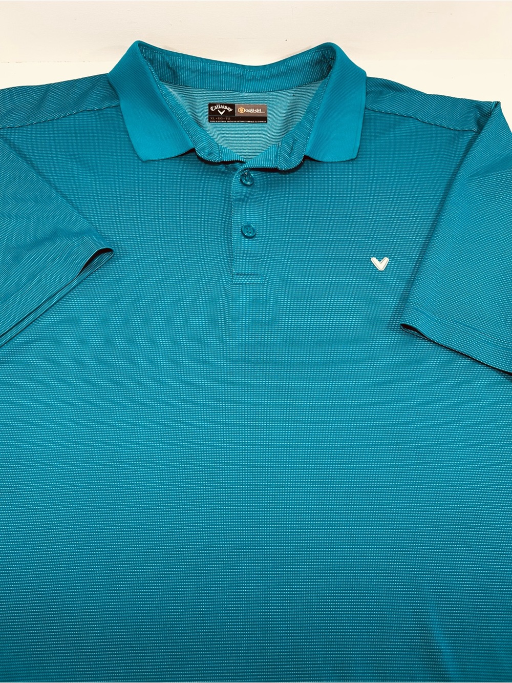 Callaway Opti-Dri Golf Polo Shirt Mens XL Teal Blue Microstripe Performance